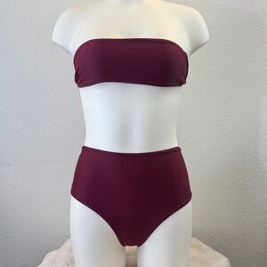 Jade Burgundy Strapless Bikini Set